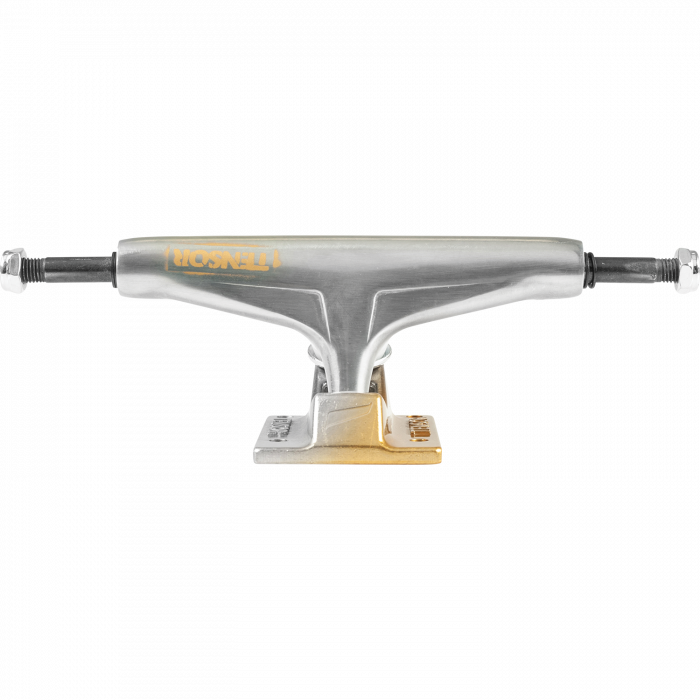 Tensor Reg Alum 5.25 Stencil Mirror Raw / Gold Fade Trucks Set