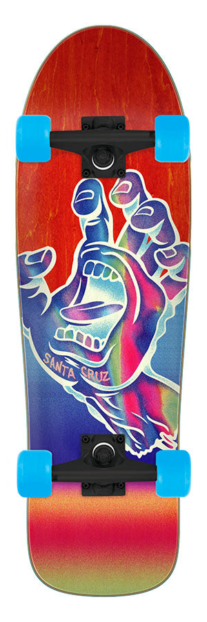 Santa Cruz Iridescent Hand 9.7in x 31.7in Shaped 80's Cruiser Complete Skateboard