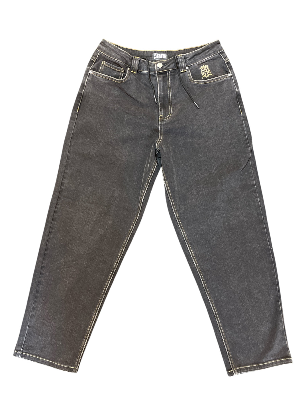 Faith Skate O.G. Angel Loose Fit Black Washed Denim Jeans