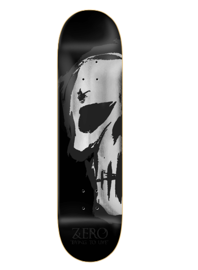 Zero Dying To Live Skull Silver Deck 8.25