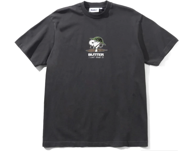 Butter Goods x Peanuts Can't Stand It Tee Washed Black