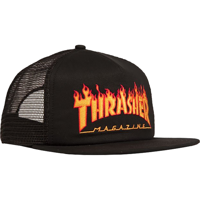 Thrasher Flame Embroidered Logo Black/yellow/red Mesh Hat