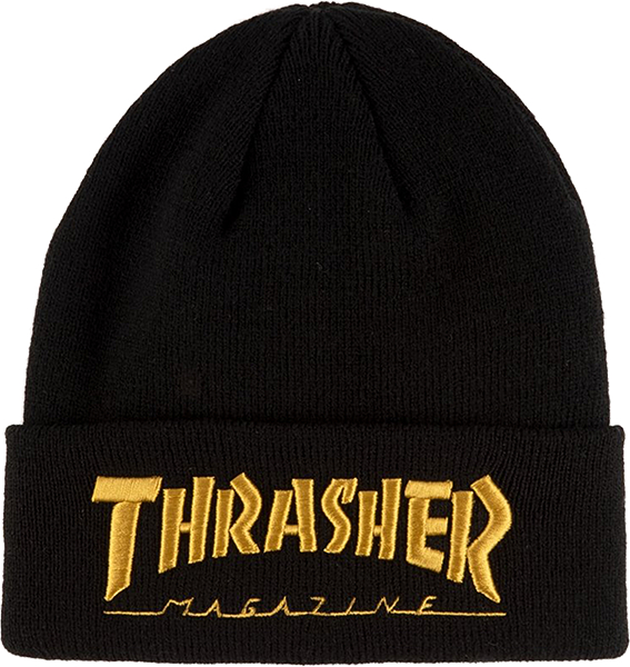 Thrasher Logo Embroidered Black/Gold Beanie