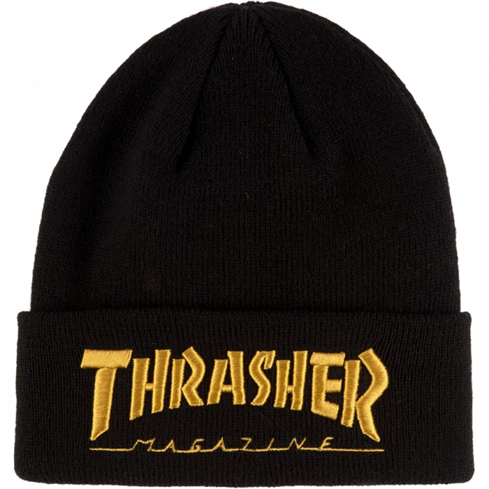 Thrasher Embroidered Logo Beanie Black / Gold