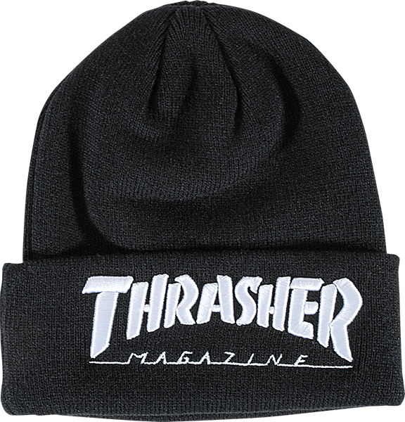 Thrasher Logo Embroidered Beanie Black/White