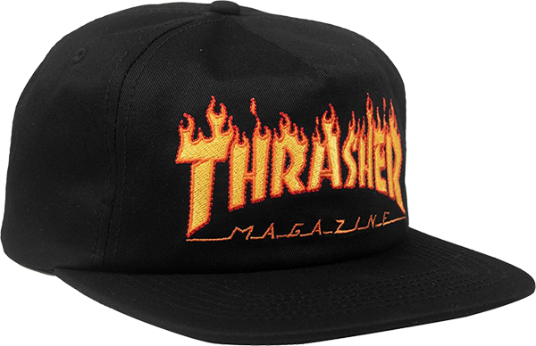 Thrasher Flame Emboidered Hat Black