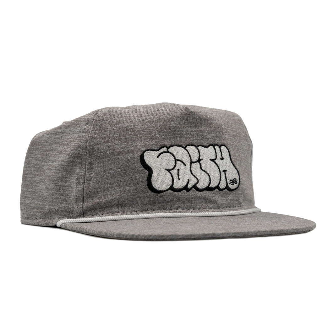 Faith 5 Panel Unstructured Athletic Grey w White Rope Cap