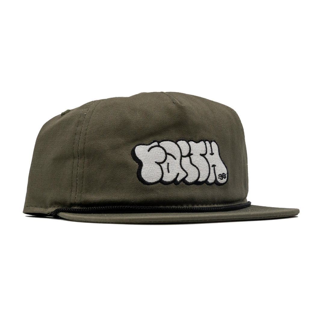 Faith 5 Panel Unstructured Olive w Black Rope Cap