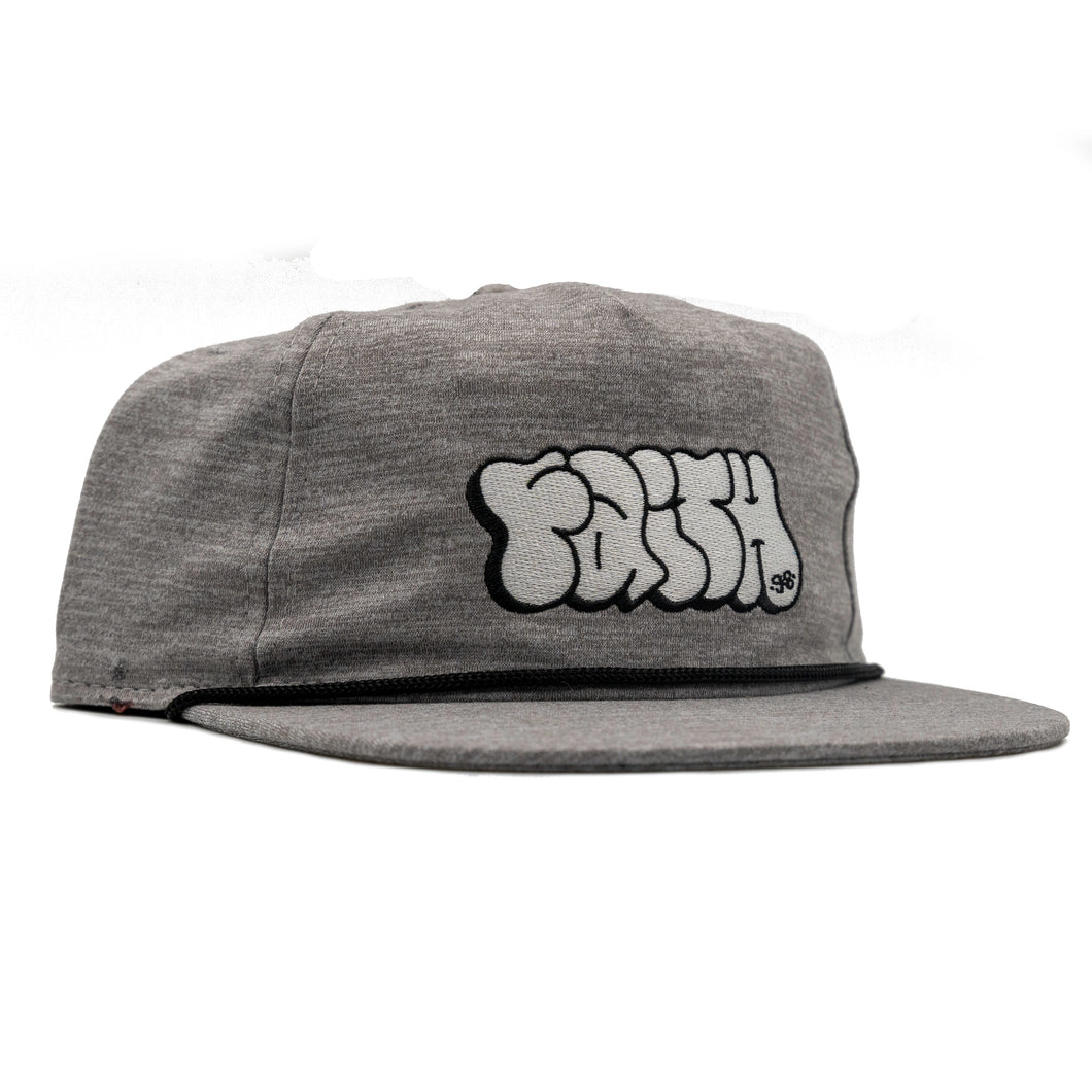 Faith 5 Panel Unstructured Athletic Grey w Black Rope Cap
